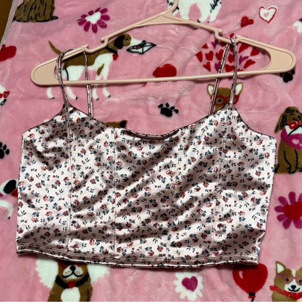 Aeropostale Pink Floral Satin Top